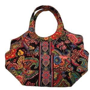 Vera Bradley Symphony In Hue Retired Pattern Gem Multicolor Cotton Hobo Tote Bag